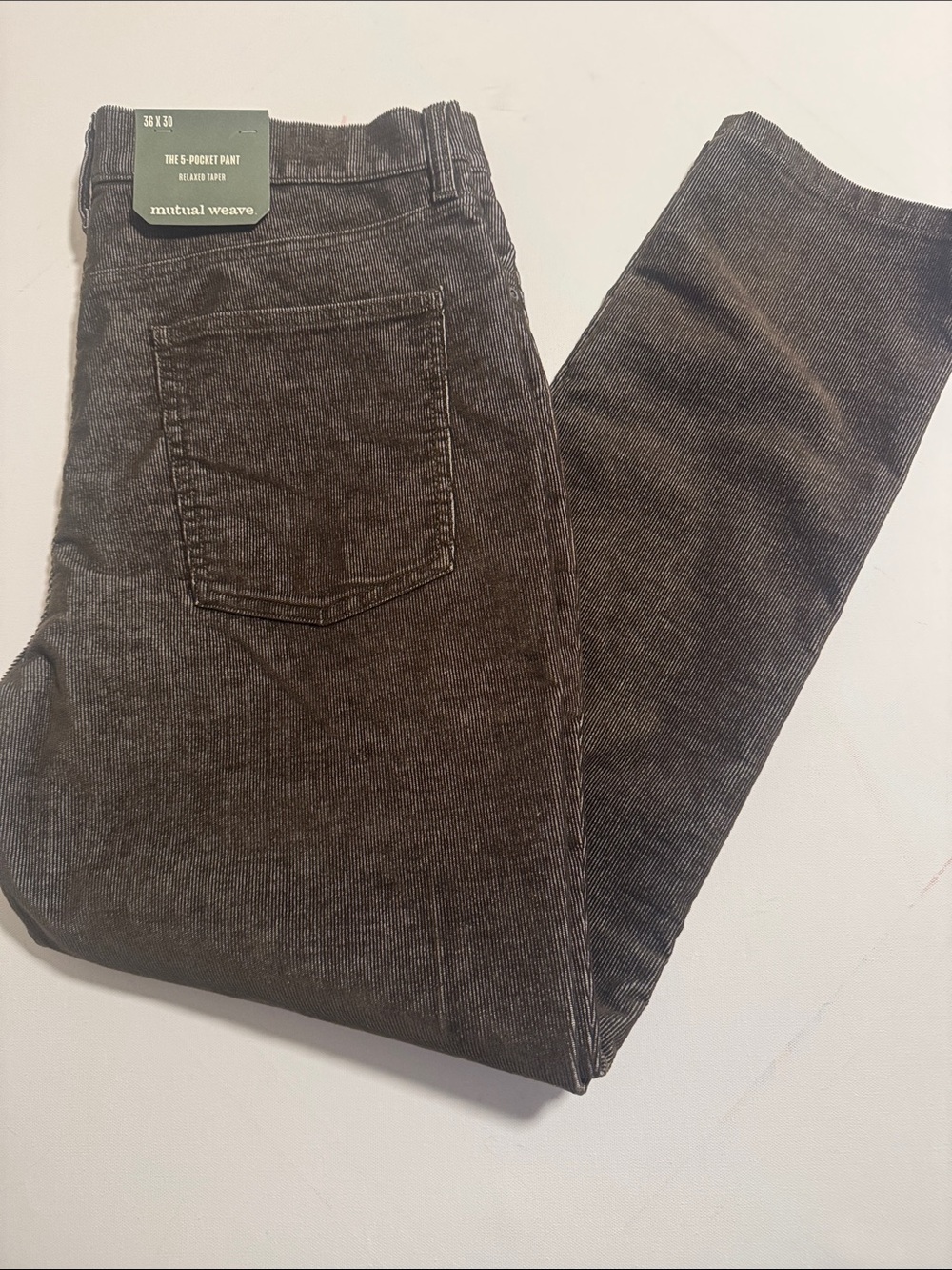 Corduroy Pants Mens 36 30 Green Relaxed Taper Mutual Weave